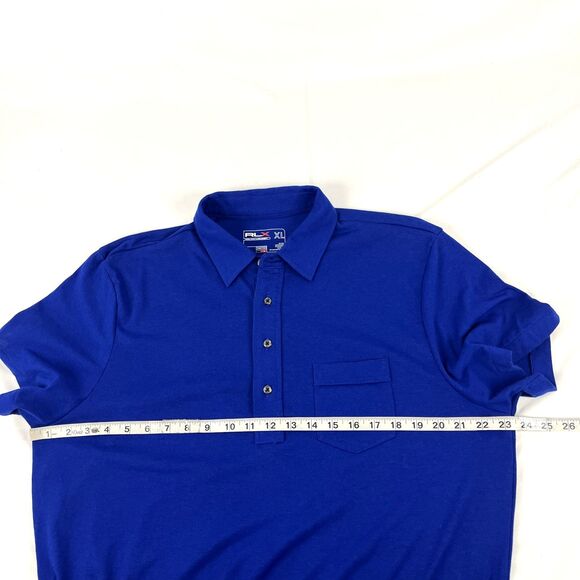 Mens Ralph Lauren RLX Short Sleeve Polo Shirt Size XL Blue Polyester Cotton - Picture 6 of 7